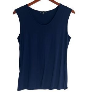 Eileen Fisher Womens Lightweight Viscose Jersey Shell Tank Top Navy Blue Medium